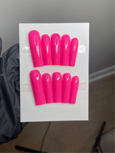 Solid pink color press on nails