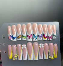 Load image into Gallery viewer, Two Sets of Press On Nails with Butterfly and Bow Designs - Includes Decorative Elements for Stylish Nail Art

