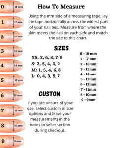 press on nails sizing